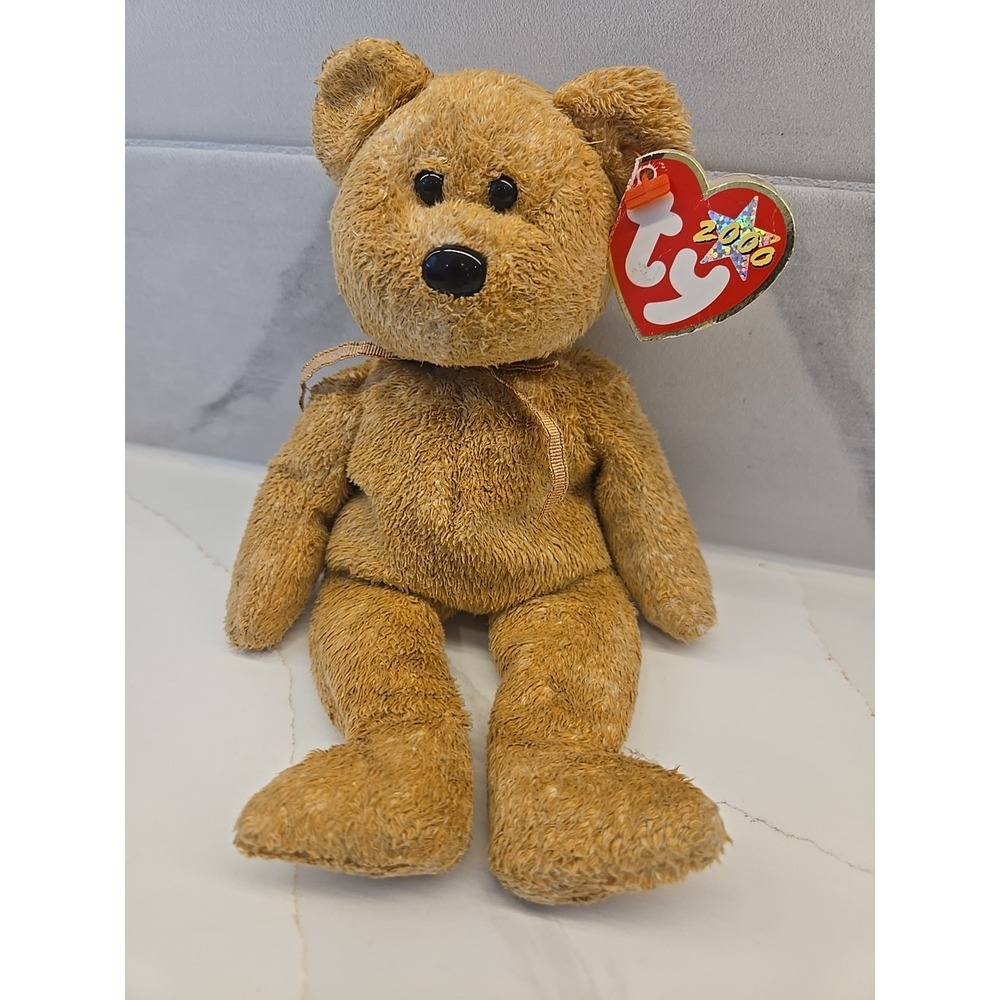 Ty Beanie Baby‎ Cashew The Bear 2000 Brown Bear Plush Toy Doll with Tag